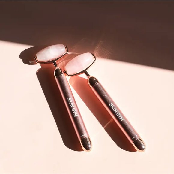 NIB Skin Gym Rose Quartz Vibrating Lift & Contour Beauty Roller - Picture 2 of 6